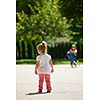 happy  little girl have fun in park