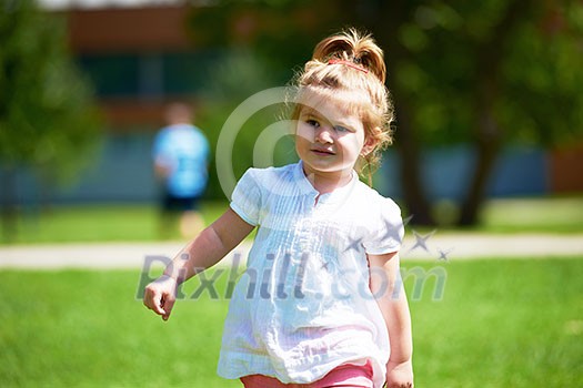 happy little girl have fun in park happy little girl have fun in park
