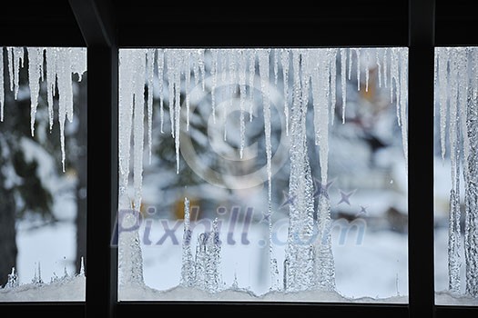 frozen window with ice background frozen window with ice background