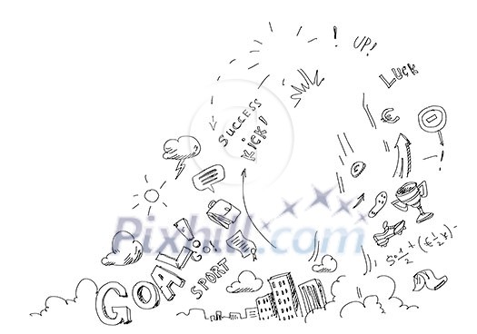 Background conceptual image with football sketches on white background Background conceptual image with football sketches on white background