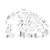 Background conceptual image with football sketches on white background