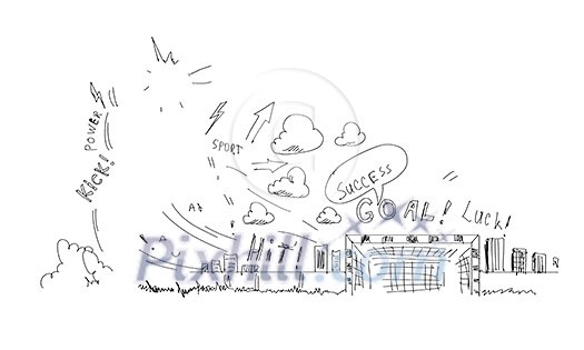 Background conceptual image with football sketches on white background Background conceptual image with football sketches on white background