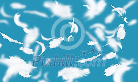 Abstract background image of feathers flying in air Abstract background image of feathers flying in air