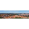 Aerial panorama of Hradchany: the Saint Vitus (St. Vitt's) Cathedral and Prague Castle. Prague, Czech Republic