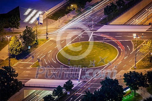 Elevated view of German road junction. Munich, Bavaria, Germany, Elevated view of German road junction. Munich, Bavaria, Germany,