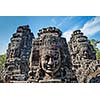 Ancient stone faces of Bayon temple, Angkor, Cambodia