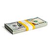 Creative business finance making money concept bundle of 100 US dollars 2013 edition banknotes bills isolated on white