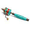 Tibetan buddhist Mani wheel or hand prayer wheel isolated on white