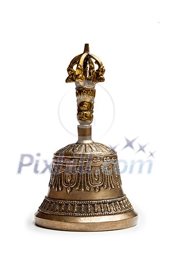 Tibetan buddhist ceremonial religious bell isolated on white Tibetan buddhist ceremonial religious bell isolated on white