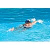 Athletic Man swimming in the pool