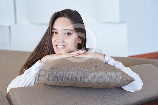 portrait of happy young beautiful woman at home portrait of happy young beautiful woman at home