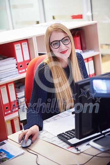 business woman working on computer at modern office