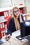business woman working on computer at modern office