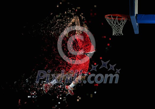 basketball game sport player in action isolated on black background basketball game sport player in action isolated on black background