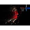 basketball game sport player in action isolated on black background