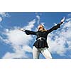 young woman posing in fashion  business and caual clothing outdoor
