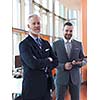 business partners, partnership concept with two businessman handshake