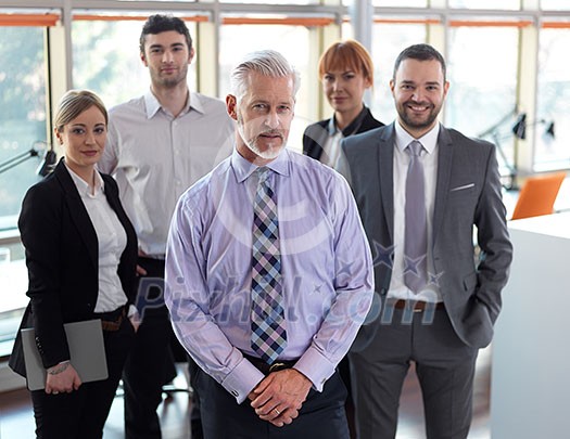 senior businessman with his team at office. business people group senior businessman with his team at office. business people group