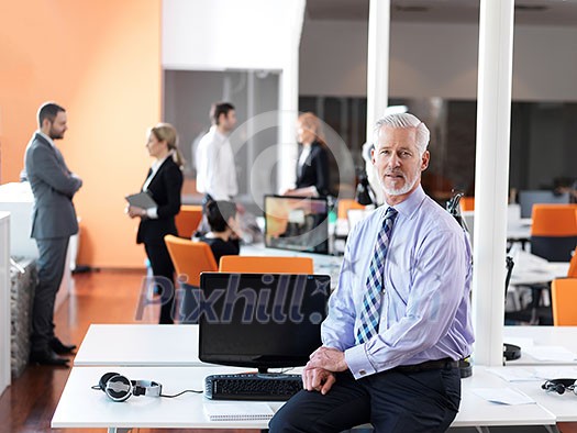 senior businessman with his team at office. business people group senior businessman with his team at office. business people group