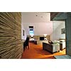 modern hotel room appartment indoor with double bed and lcd tv
