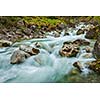 Cascade of Kuhfluchtwasserfall. Long exposure for motion blur. Farchant, Garmisch-Partenkirchen, Bavaria, Germany