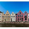 Canal and medieval houses. Bruges (Brugge), Belgium