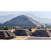 Panorama of Pyramid of the Sun. Teotihuacan. Mexico. View from the Pyramid of the Moon.