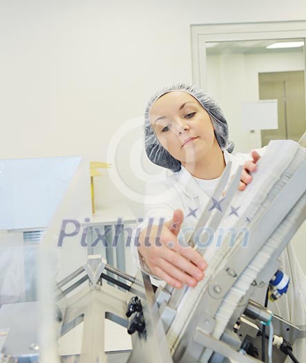 woman worker in pharmacy company warehouse woman worker in pharmacy company warehouse