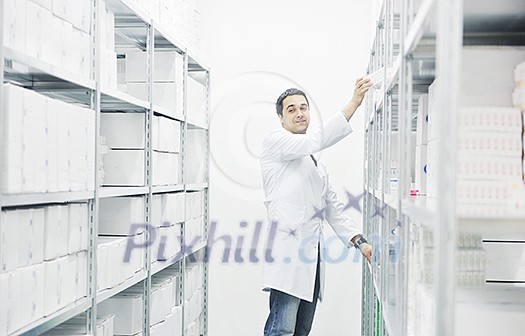 medical factory supplies storage indoor with workers people medical factory supplies storage indoor with workers people