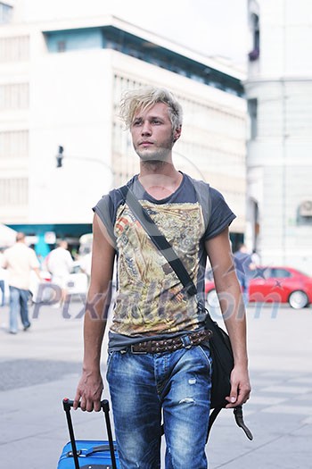 Portrait of an handsome young man with urban background and fashion clothes style Portrait of an handsome young man with urban background and fashion clothes style