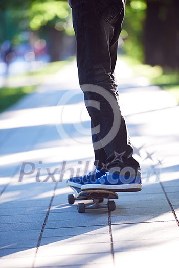 urban scene, closeup of skateboard jump urban scene, closeup of skateboard jump