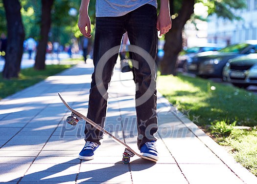 urban scene, closeup of skateboard jump urban scene, closeup of skateboard jump