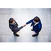 young multi ethnic business people group walking standing and top view