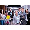 young multi ethnic business people group walking standing and top view