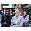 young multi ethnic business people group walking standing and top view