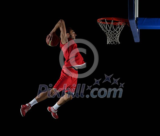 basketball game sport player in action isolated on black background basketball game sport player in action isolated on black background