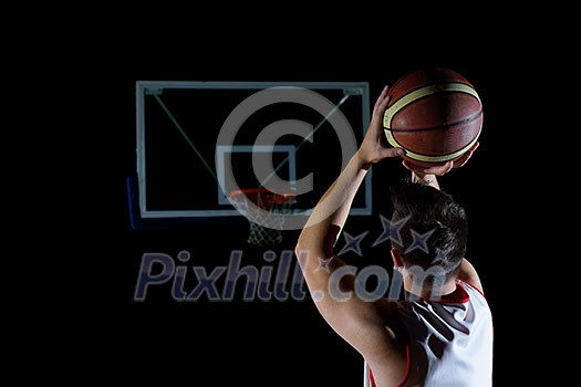 basketball game sport player in action isolated on black background basketball game sport player in action isolated on black background