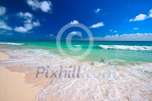 Beautiful beach and waves of Caribean Sea Beautiful beach and waves of Caribean Sea