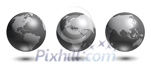 Silver globes isolated on white Silver globes isolated on white