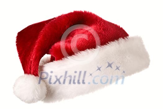 Santa's red hat isolated on white