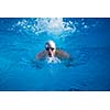 swimmer excercise on indoor swimming pool, sport and health concept