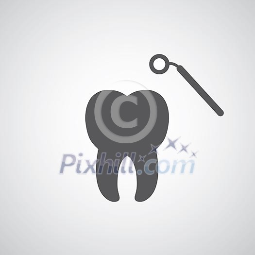 Tooth icon on gray background Tooth icon on gray background
