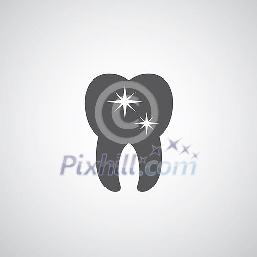 Tooth icon on gray background Tooth icon on gray background