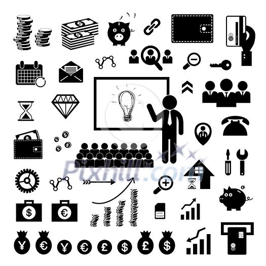 money and financial icon set on white background money and financial icon set on white background