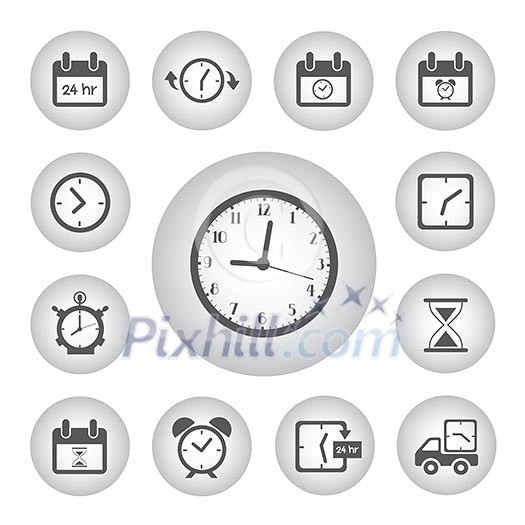 vector clocks and time icon set vector clocks and time icon set