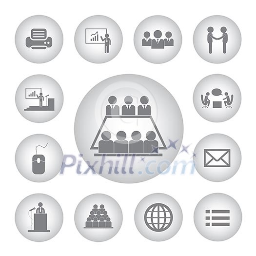 Business management and conference icon set Business management and conference icon set