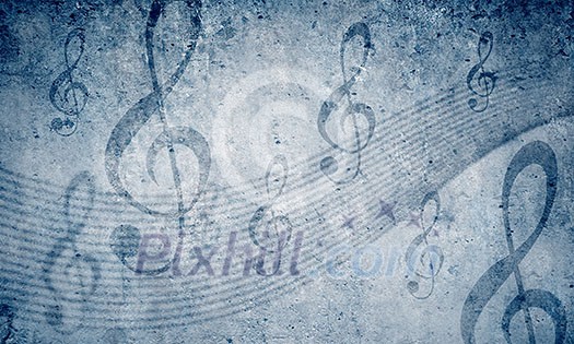 Conceptual image of music theme with keys and notes Conceptual image of music theme with keys and notes