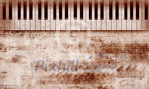 Conceptual image of music theme with keys and notes Conceptual image of music theme with keys and notes