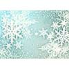 Conceptual image with snowflakes on blue background