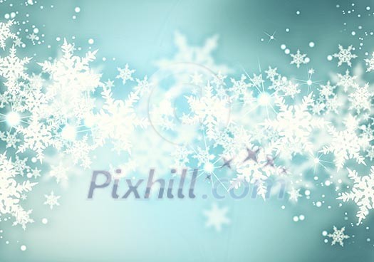 Conceptual image with snowflakes on blue background Conceptual image with snowflakes on blue background